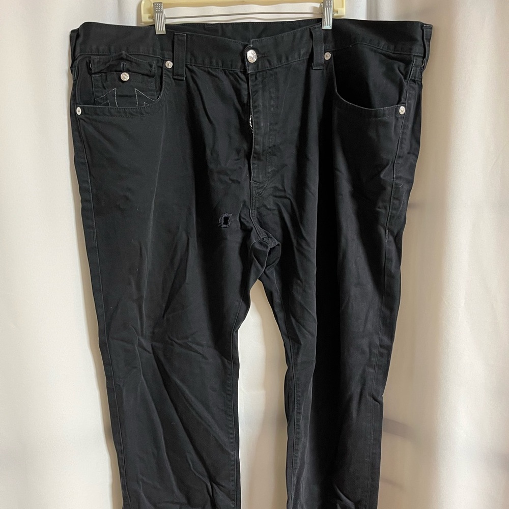 True Religion Ricky Relaxed Straight Mens Black Denim Jean Size 52